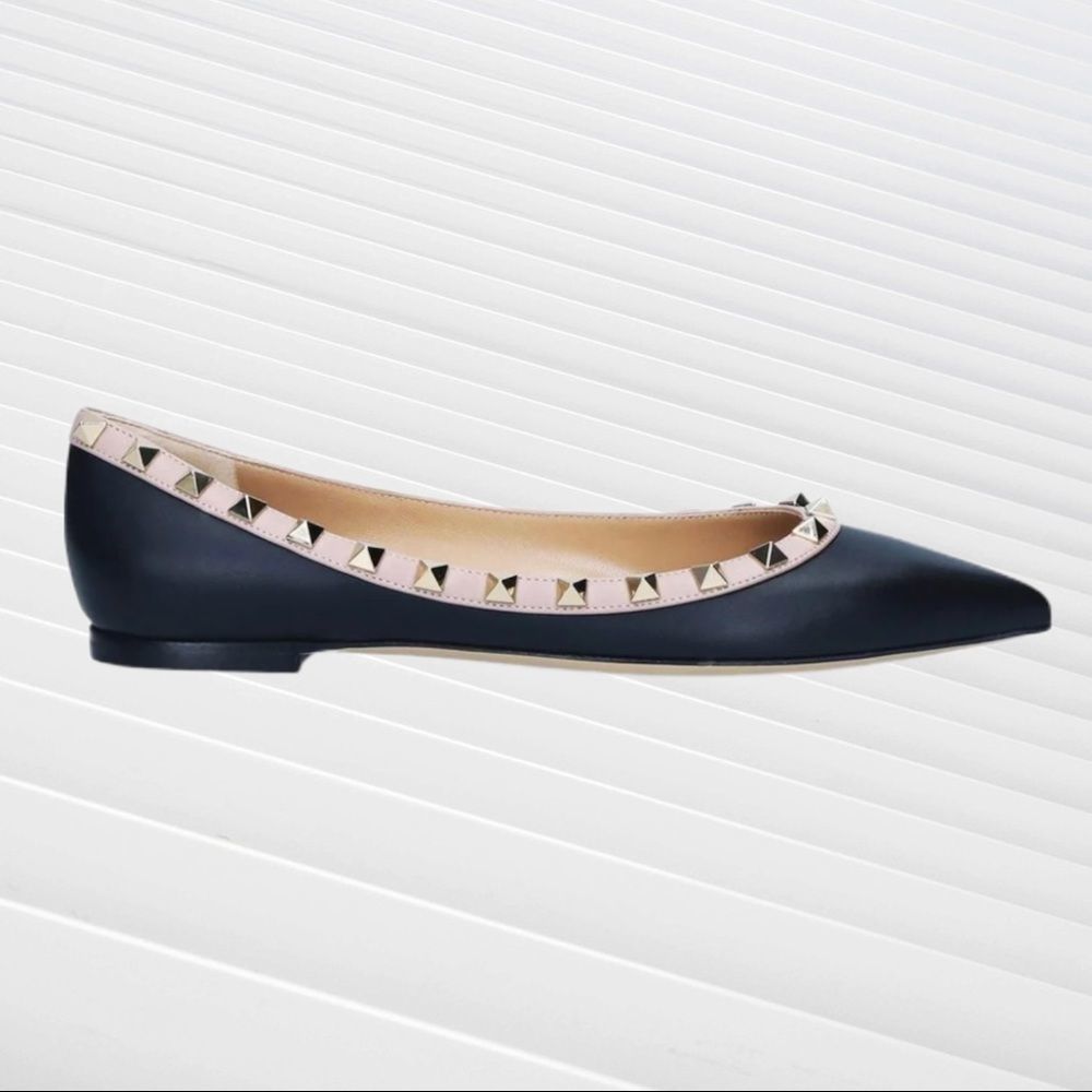 Valentino Garavani's ballerina Rockstud black ballet flats 37 - Picture 2 of 12